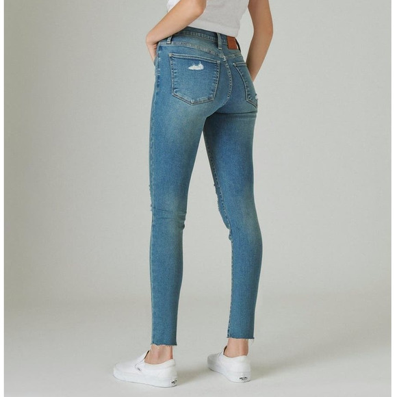 Lucky Brand High Rise Denim Mom Jean, Women's Size 4/27 Ankle - Blue - Picture 4 of 14